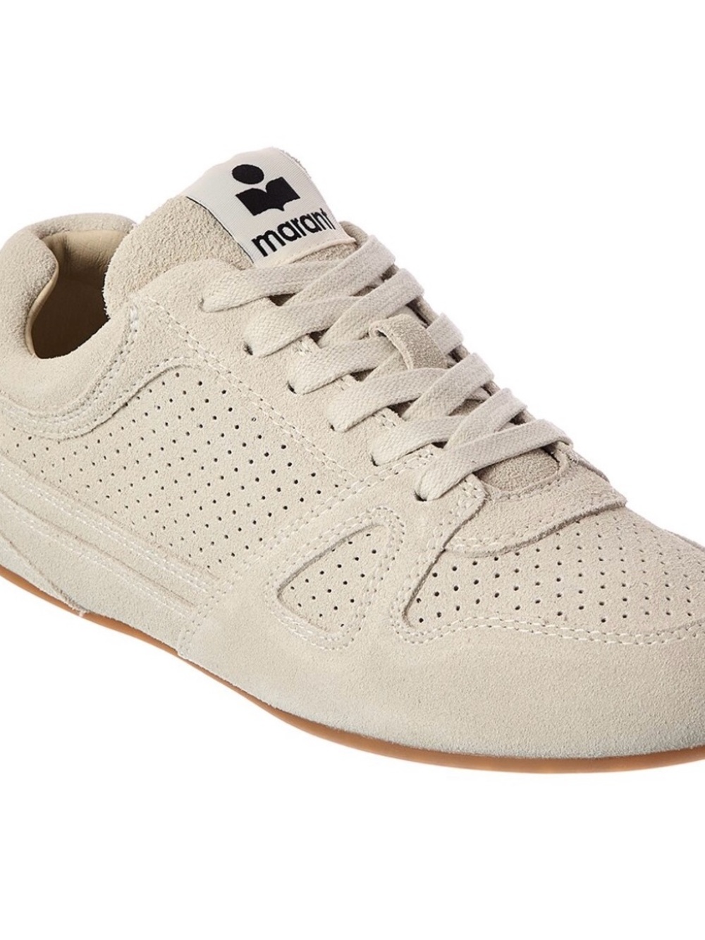 Isabel Marant Women's Cream Suede Perforated Sneaker